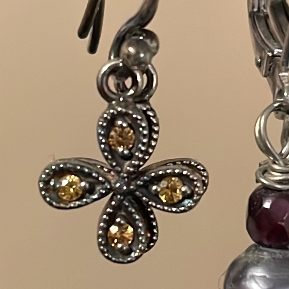 Yellow sapphire flower earrings